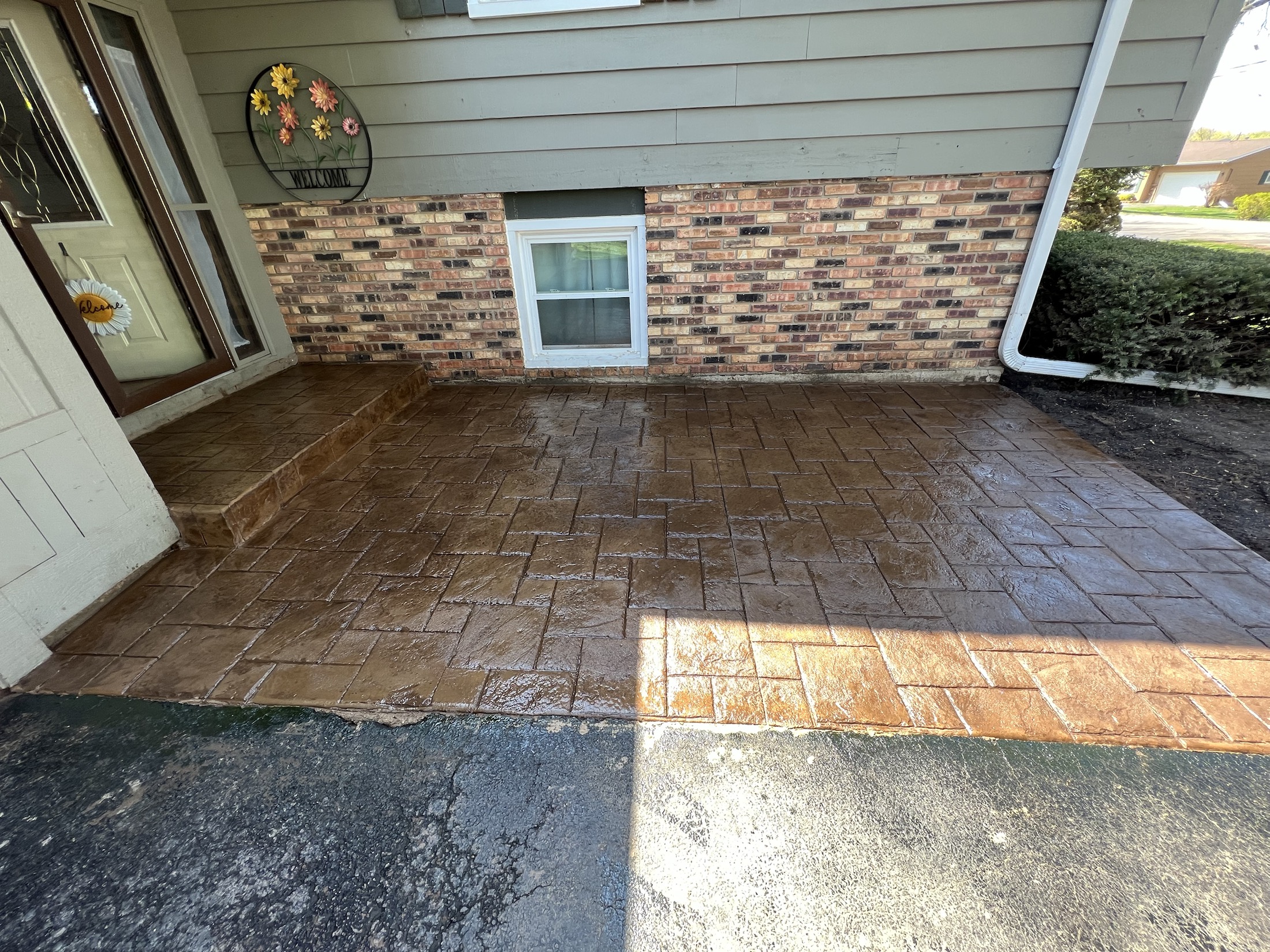 Backyard stamped patio project by PFS Concrete & Asphalt in McHenry, IL